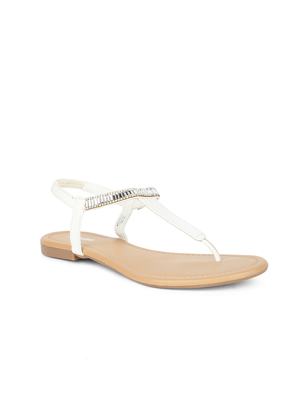 

Bata Women White Embellished T-Strap Flats