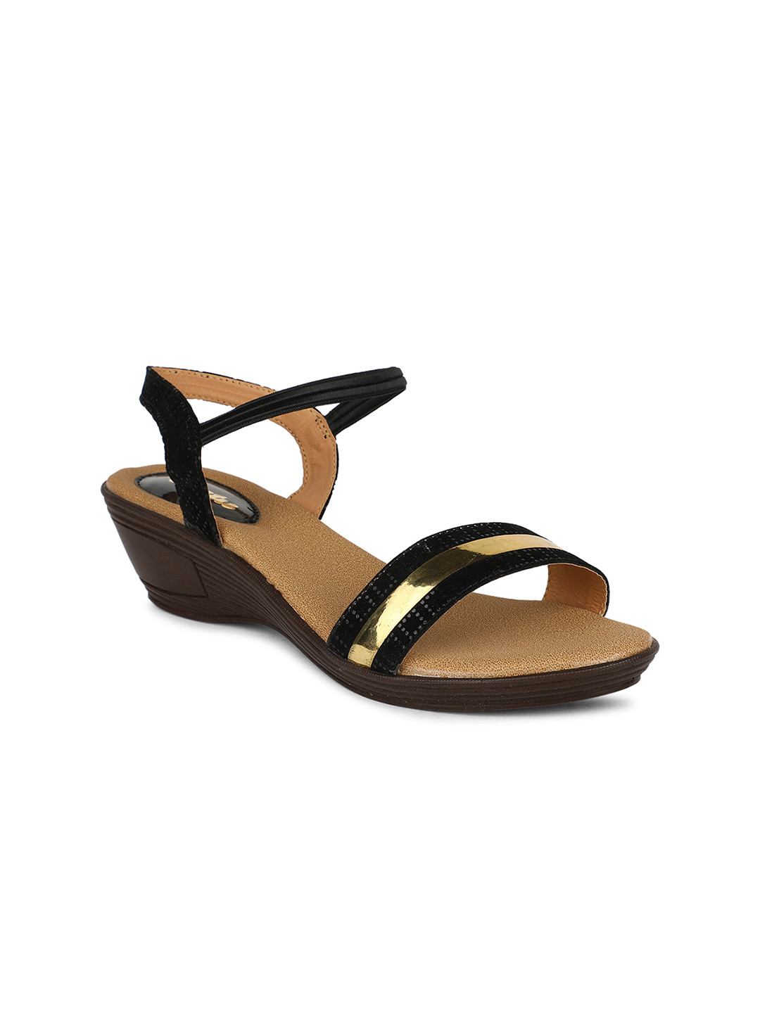 

Bata Women Black & Gold-Toned Solid Heels