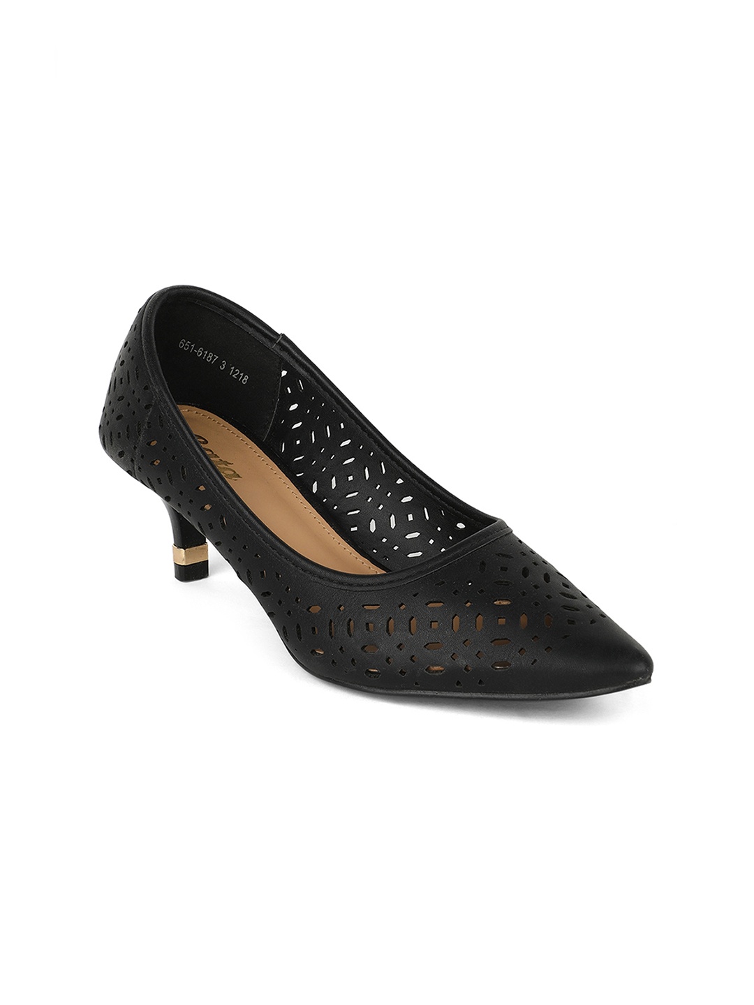 

Bata Women Black Woven Design Pumps