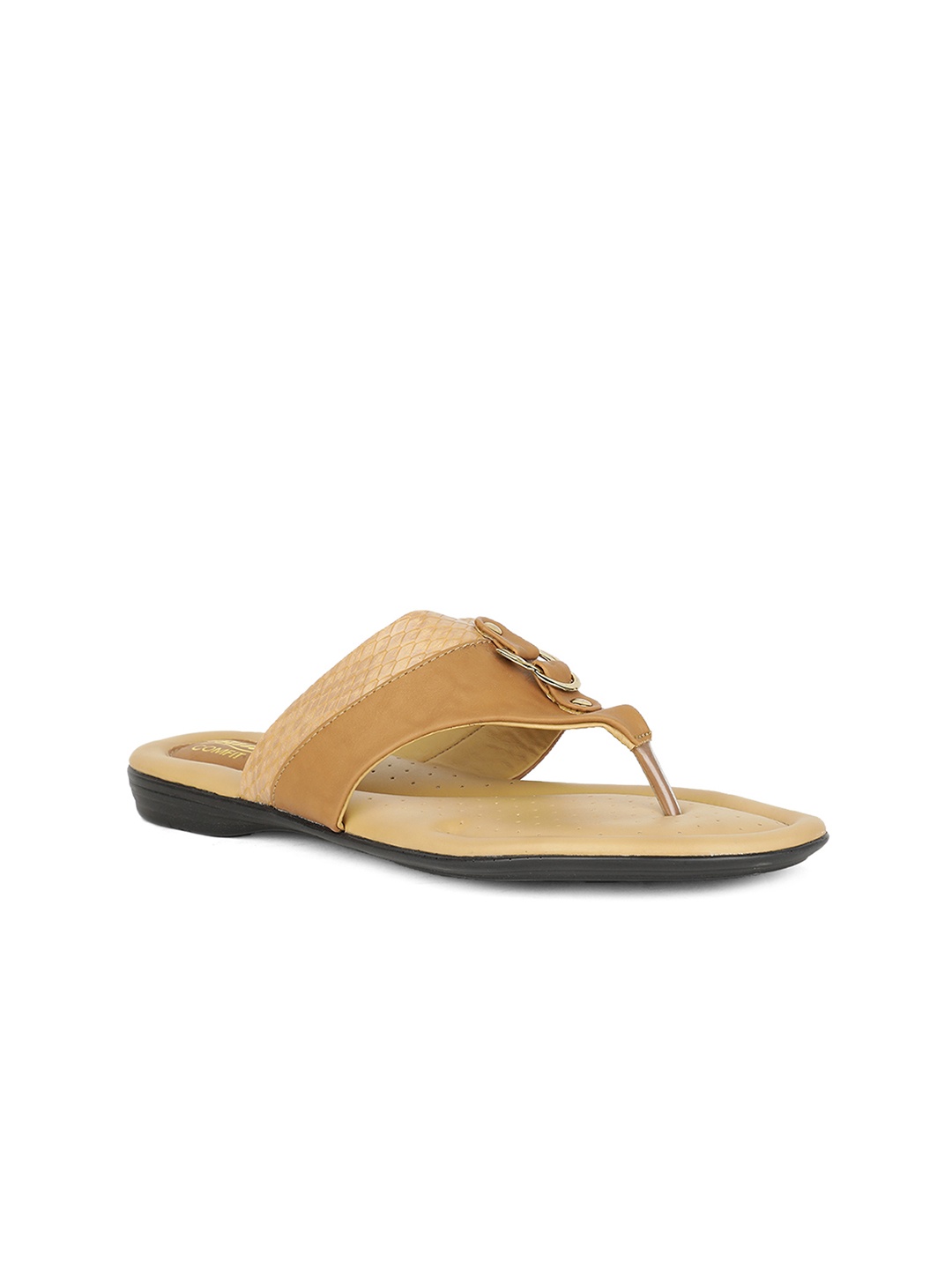 

Bata Women Brown Solid T-Strap Flats
