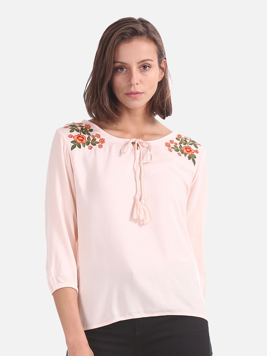 

Cherokee Women Peach-Coloured Printed Top