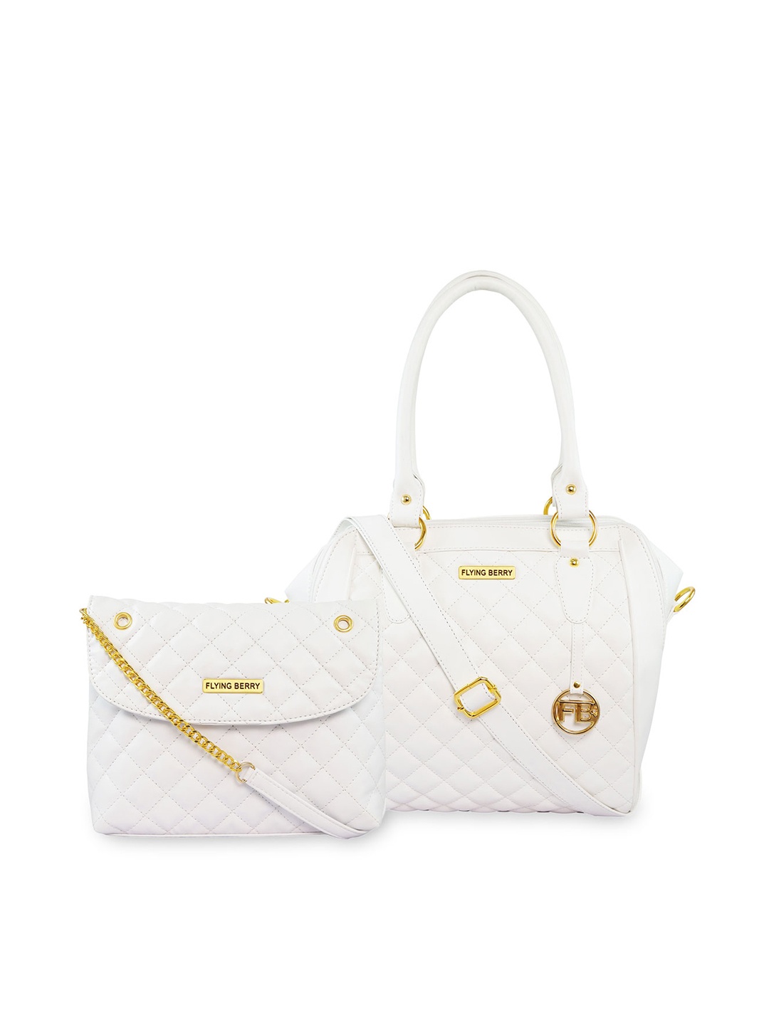 

FLYING BERRY White Quilted Handheld Bag Combo