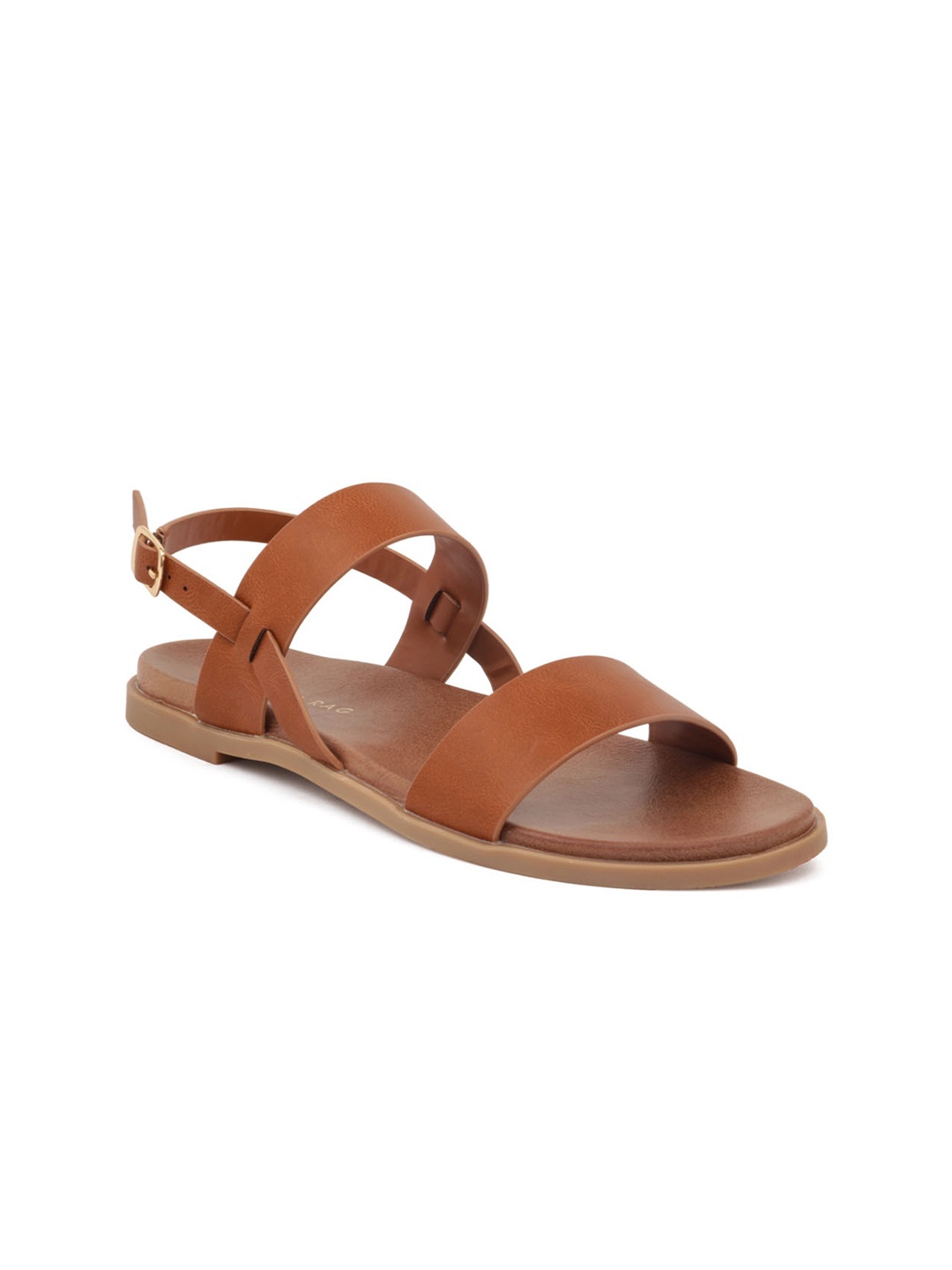 

London Rag Women Tan Brown Solid Open Toe Flats