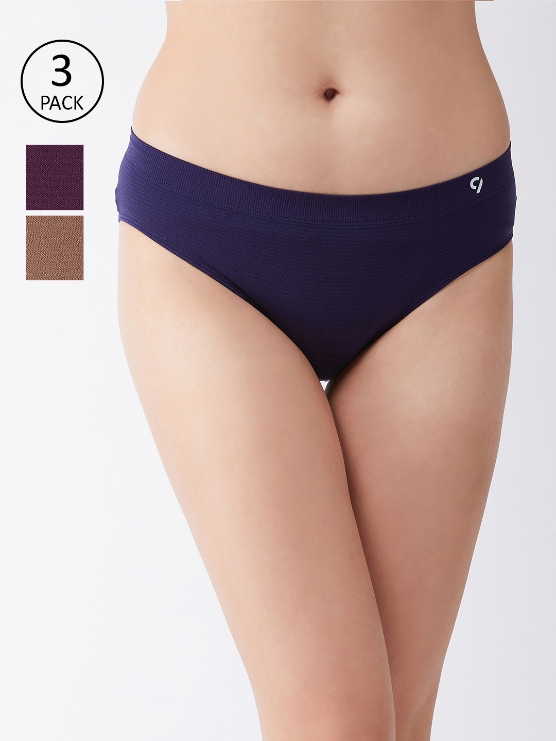 

C9 AIRWEAR Women Pack of 3 Assorted Solid Seamless Hipster Briefs, Multi