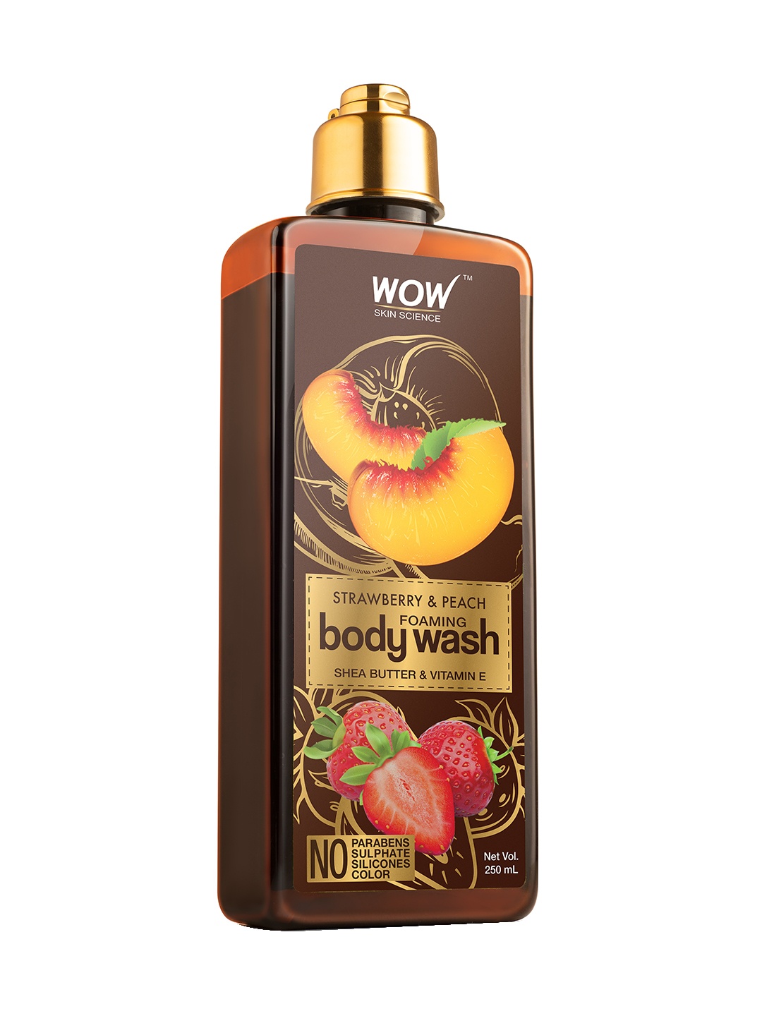 

WOW SKIN SCIENCE Strawberry & Peach Foaming Body Wash 250 ml, Brown