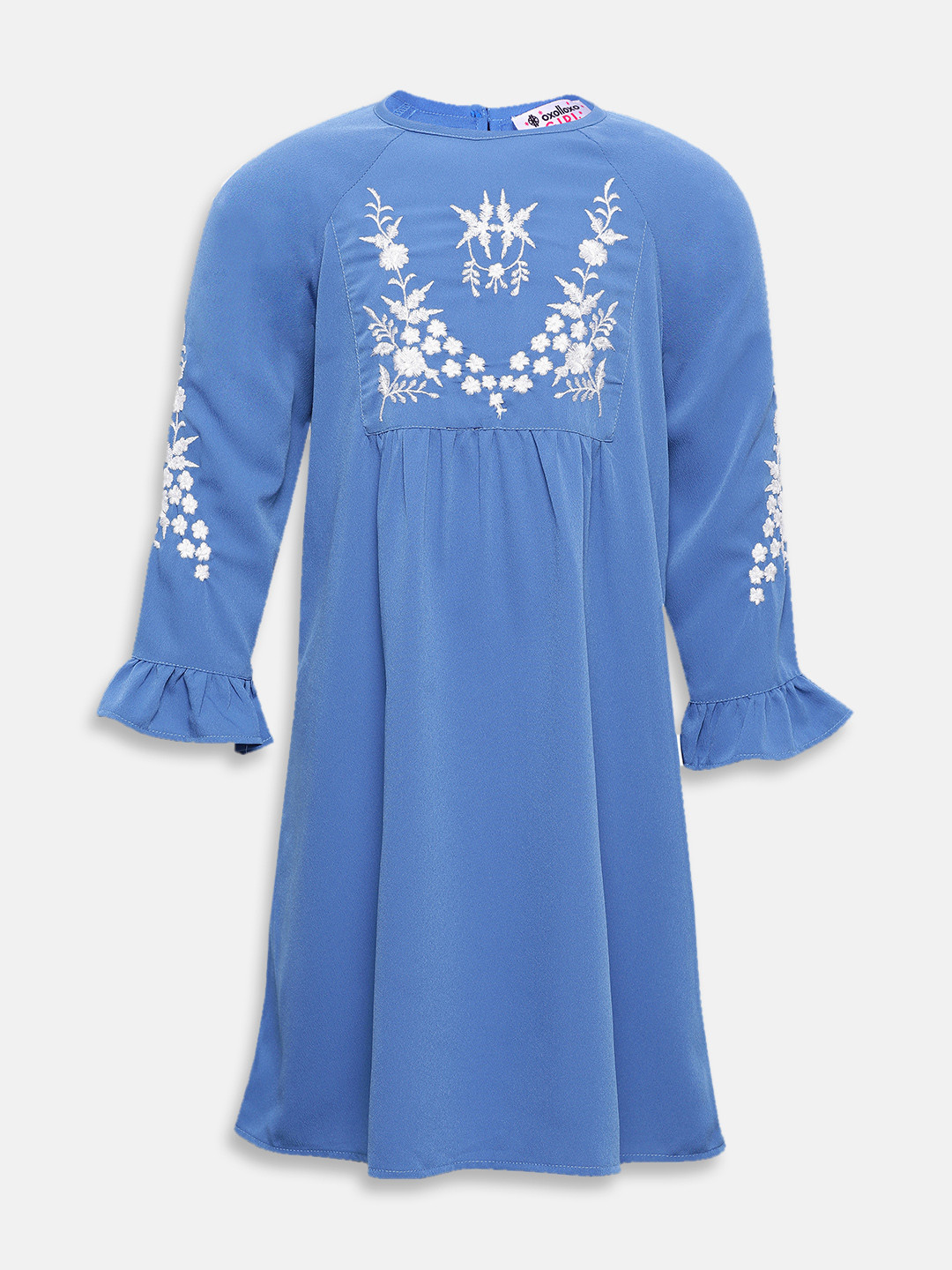 

Oxolloxo Girls Embroidered A-Line Dress, Blue