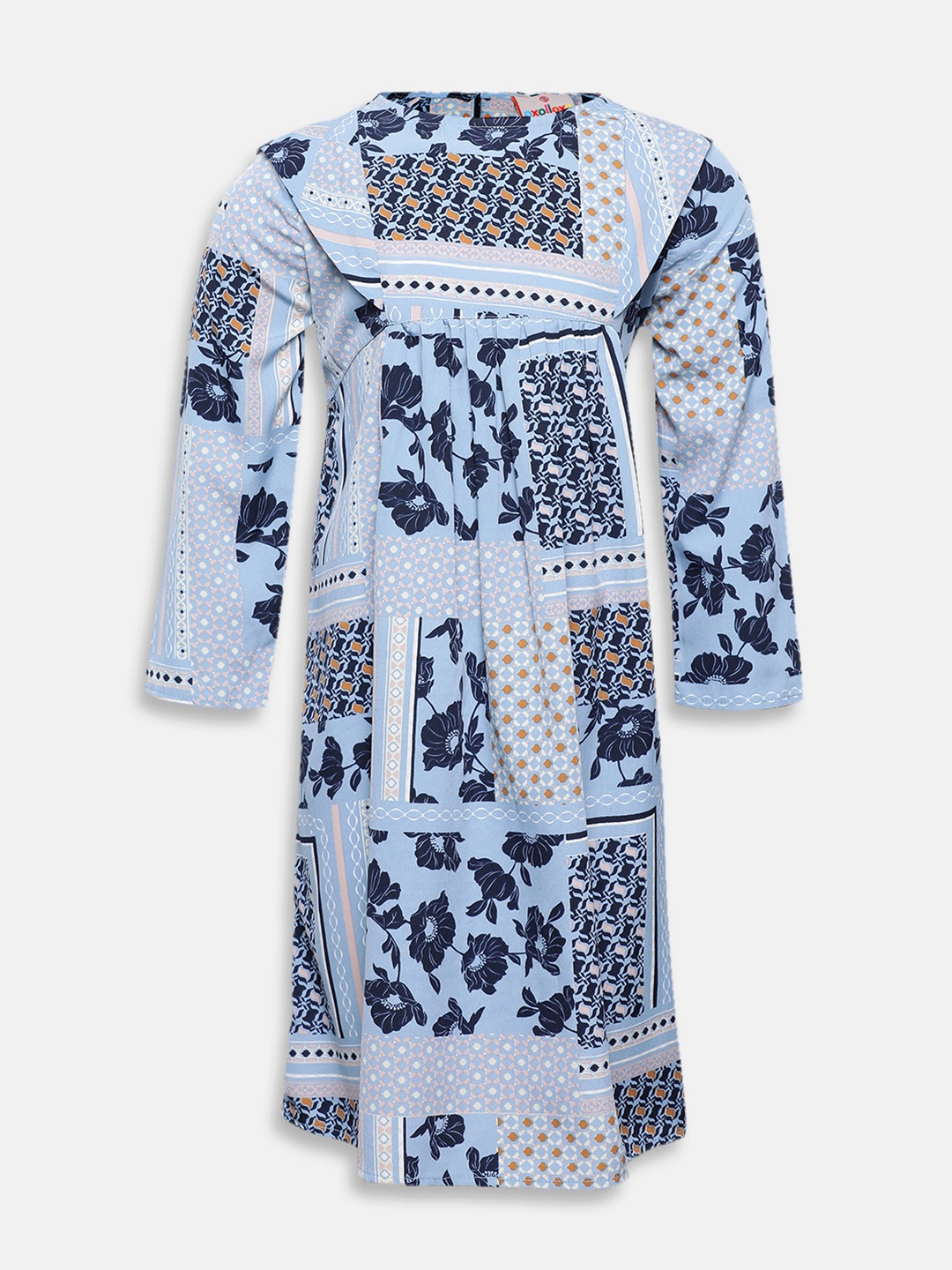 

Oxolloxo Girls Blue Printed A-Line Dress