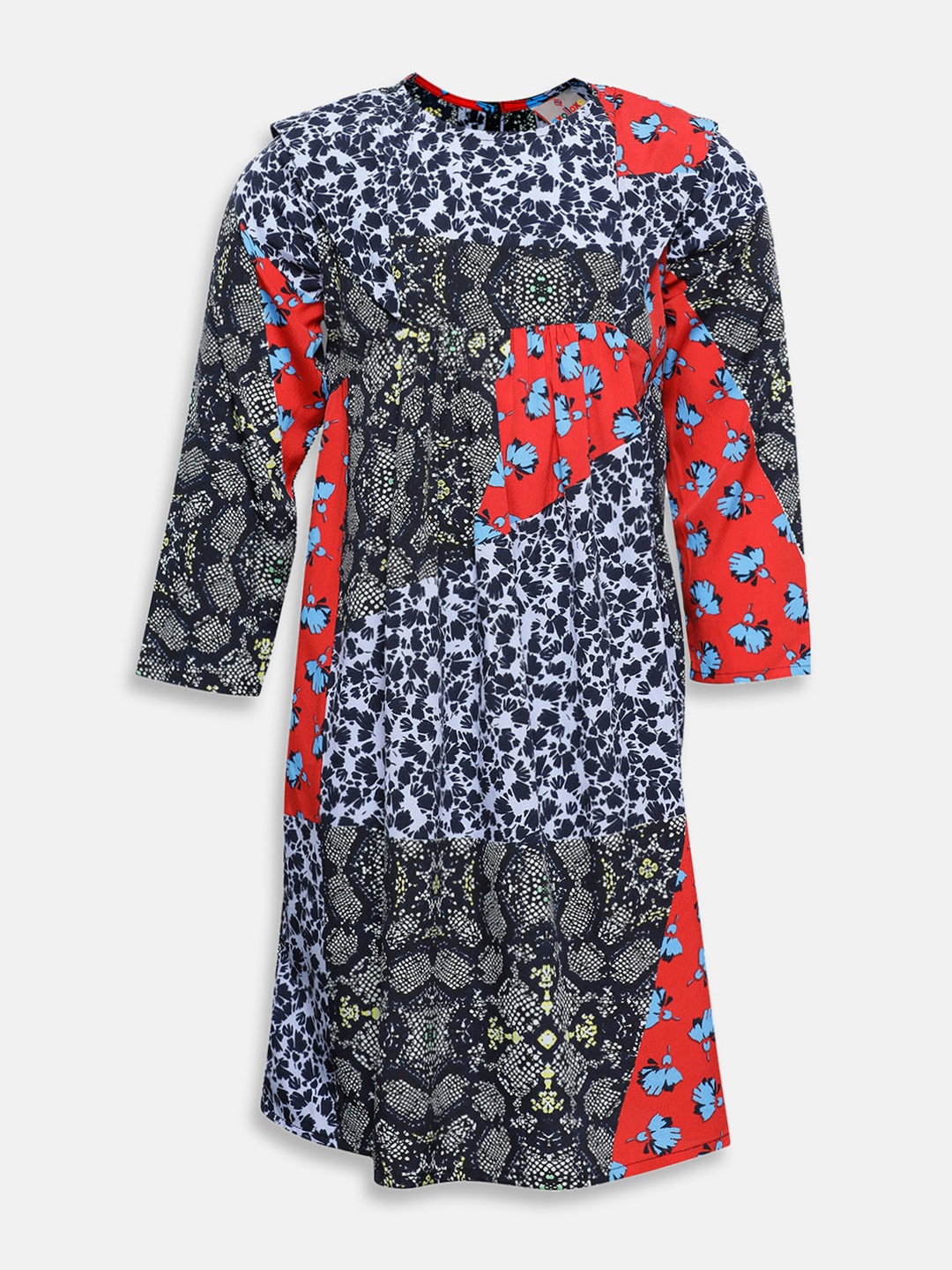 

Oxolloxo Girls Multicoloured Printed A-Line Dress, Multi