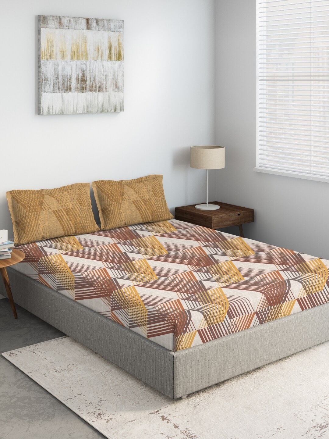 

DDecor Brown 140 TC Printed King Bedsheet With 2 Pillow Covers