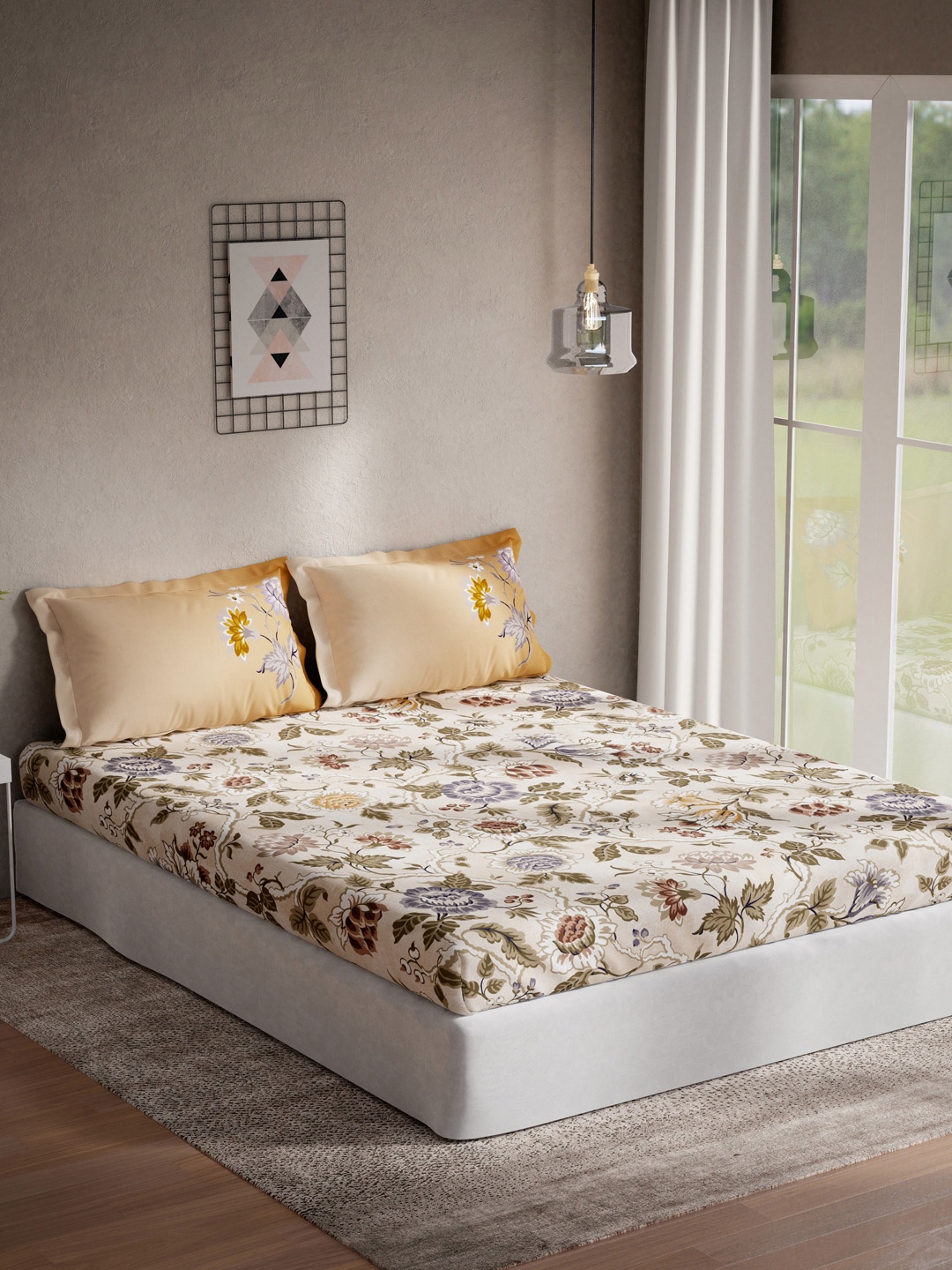 

DDecor Olive Green 140 TC King Bedsheet With 2 Pillow Covers