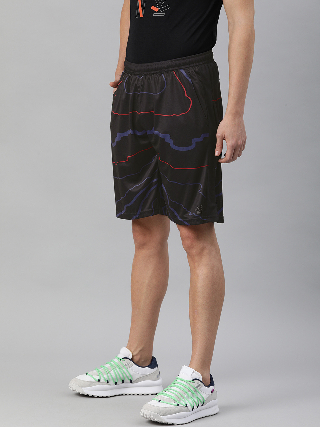 

WROGN ACTIVE Men Navy Blue Printed Mid-Rise Sports Shorts