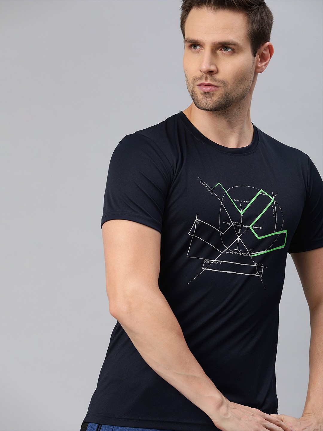 

WROGN ACTIVE Men Navy Blue Printed Round Neck T-shirt