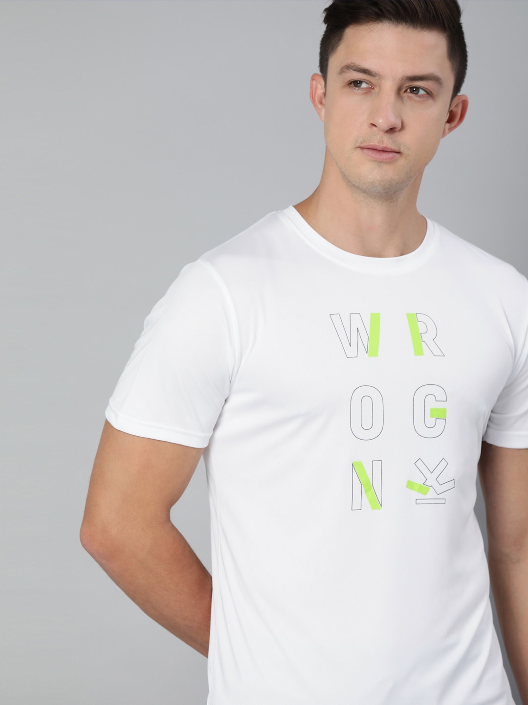 

WROGN ACTIVE Men White Printed Round Neck T-shirt
