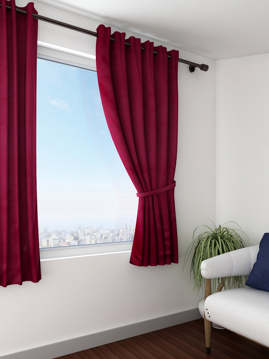 

SWAYAM Wine-Coloured Single Blackout Window Curtain, Burgundy