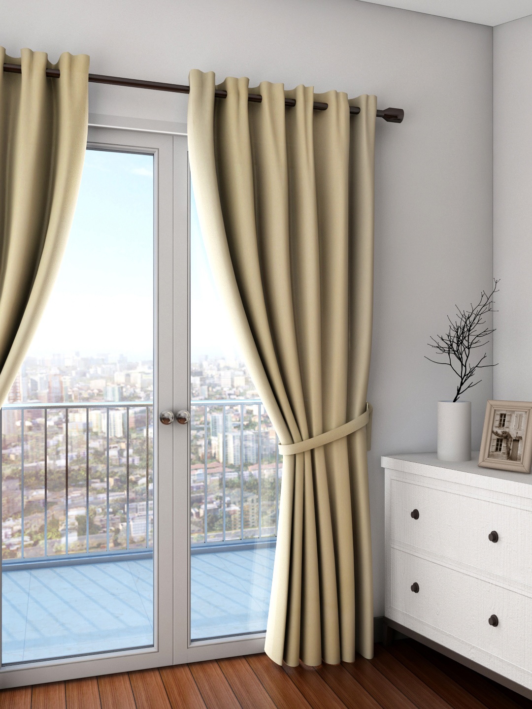 

SWAYAM Beige Single Blackout Door Curtain