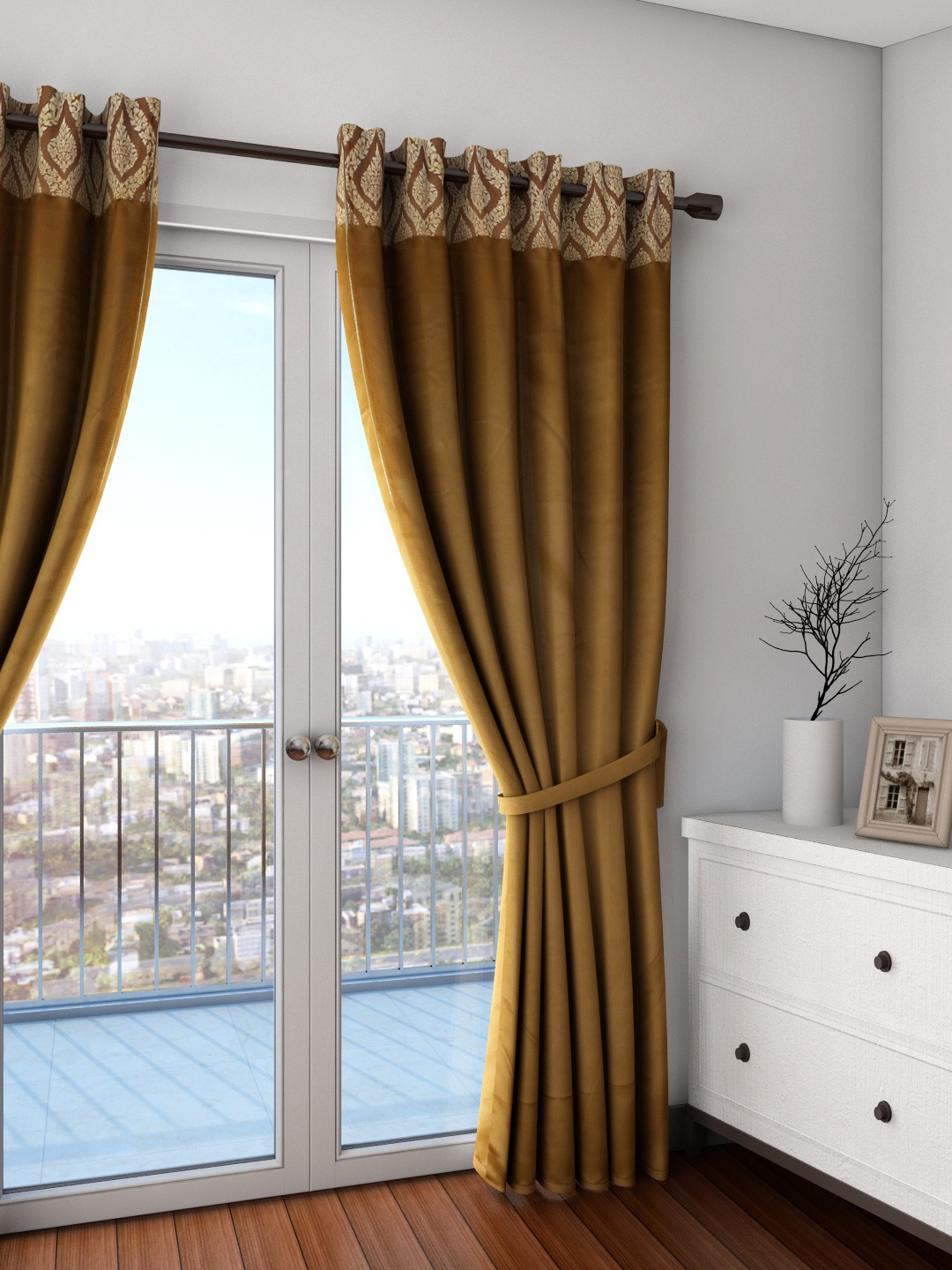 

SWAYAM Coffee Brown Single Blackout Door Curtain