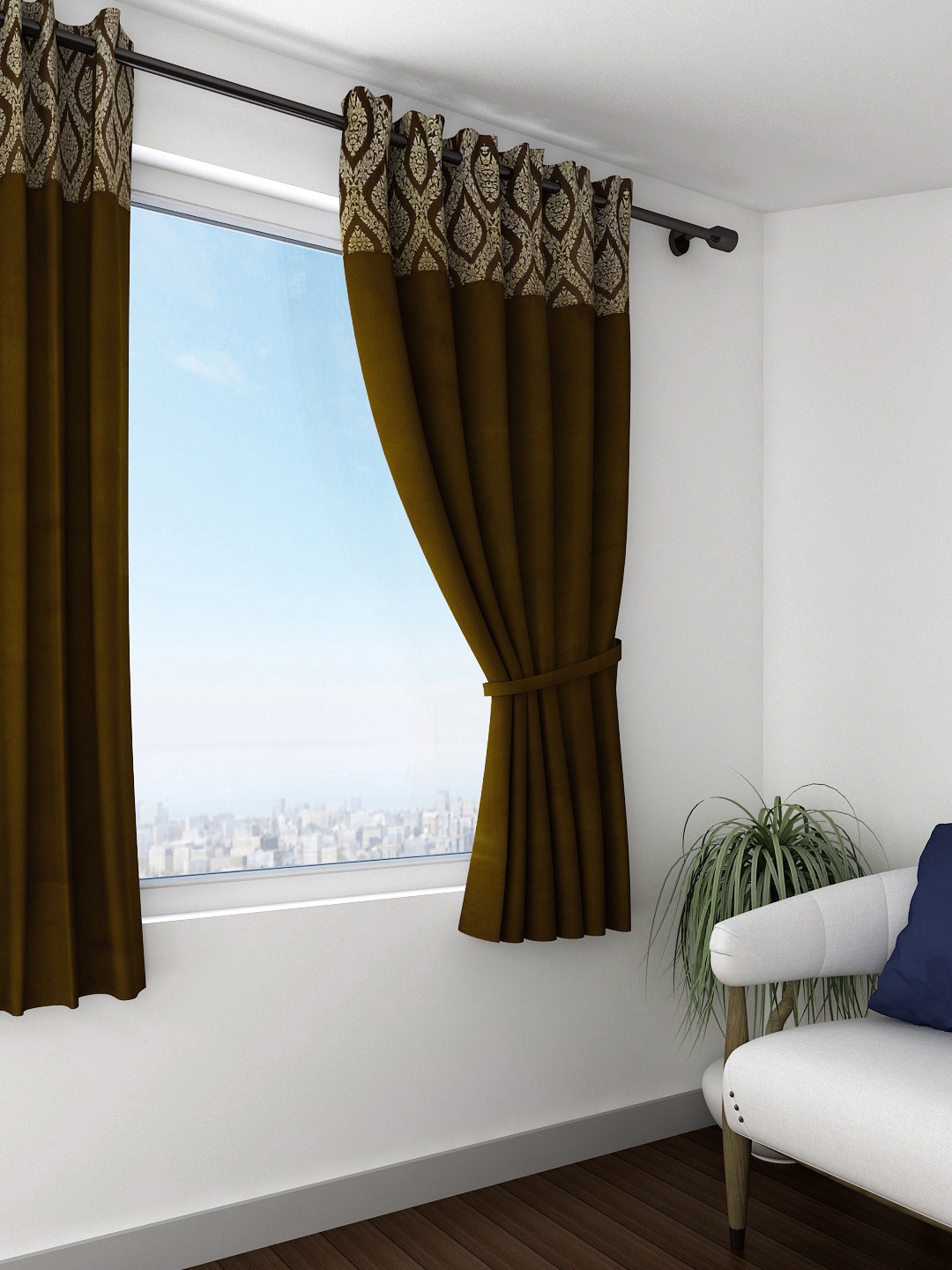 

SWAYAM Brown Single Blackout Window Curtain