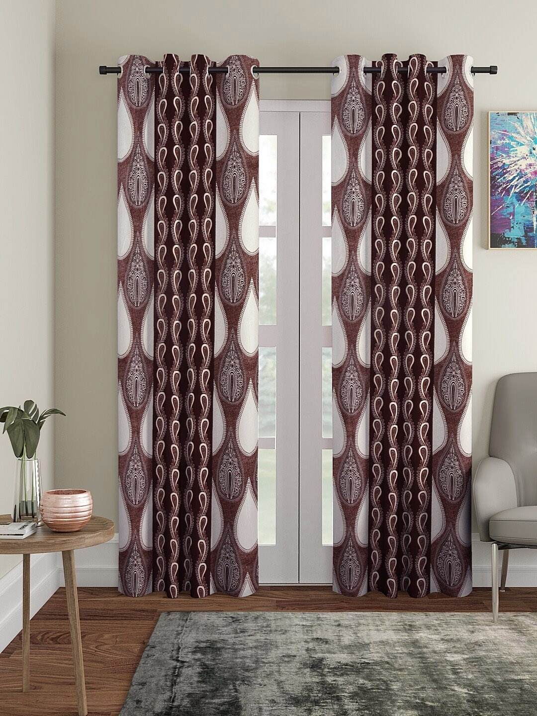 Cortina Set Of 2 Ethnic Motifs Long Door Curtains, Multi