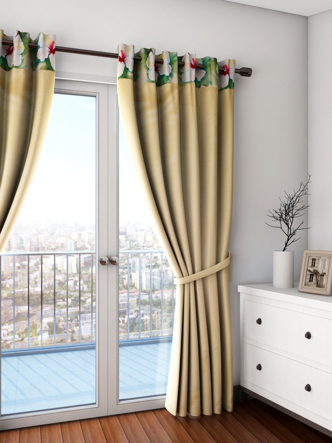 

SWAYAM Beige Single Blackout Door Curtain