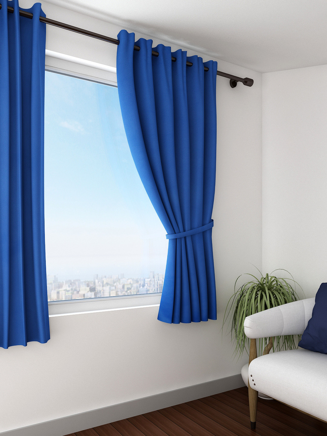 

SWAYAM Blue Single Blackout Window Curtain