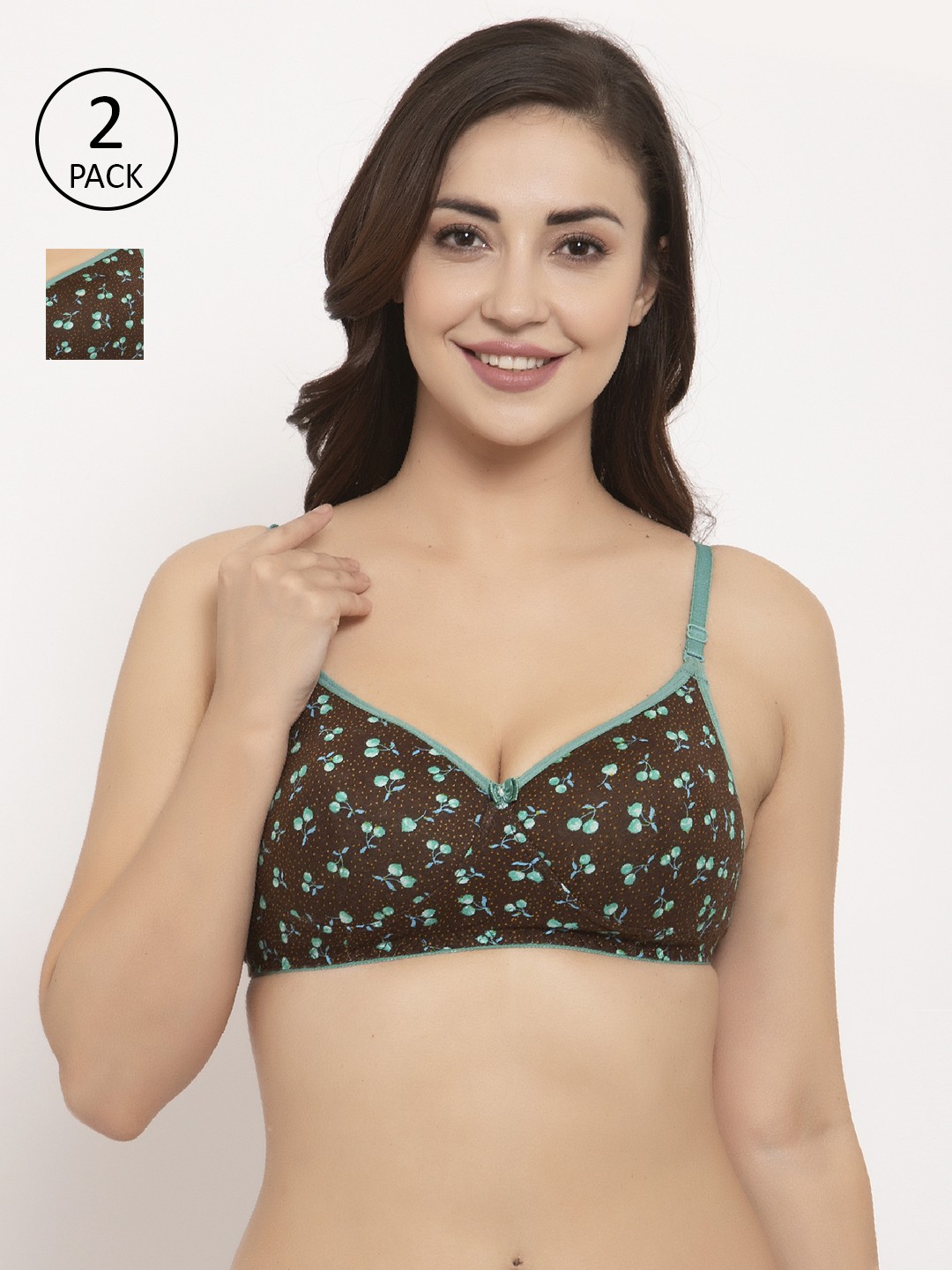 

GRACIT Women Green Printed Non-Wired Lightly Padded Everyday Bra PW1-13-13-28B