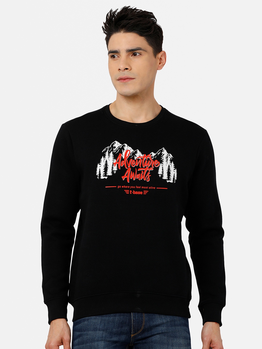 

t-base Men Black Printed Sweatshirt