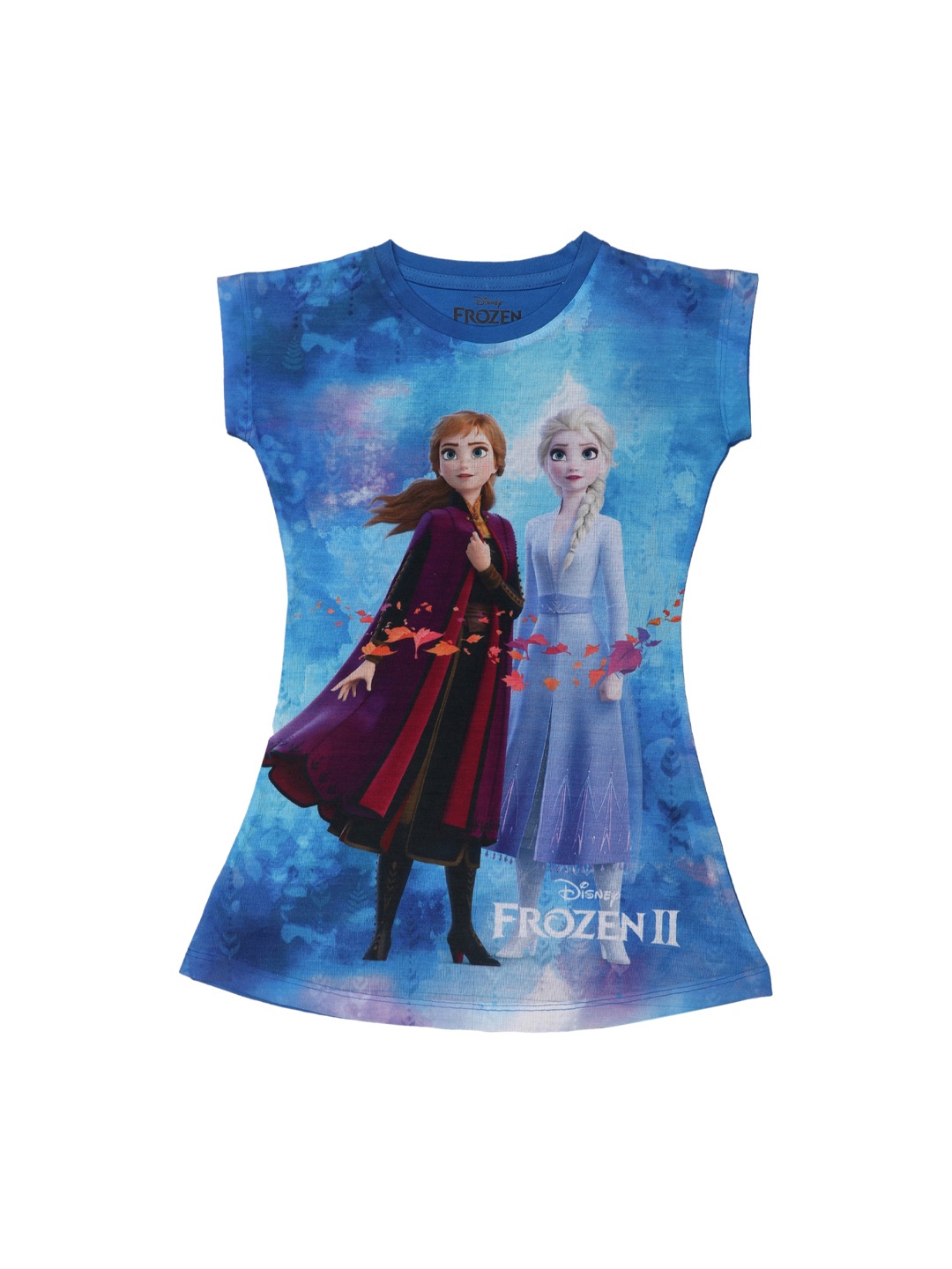 

Disney by Wear Your Mind Girls Blue Frozen Printed A-Line Dress