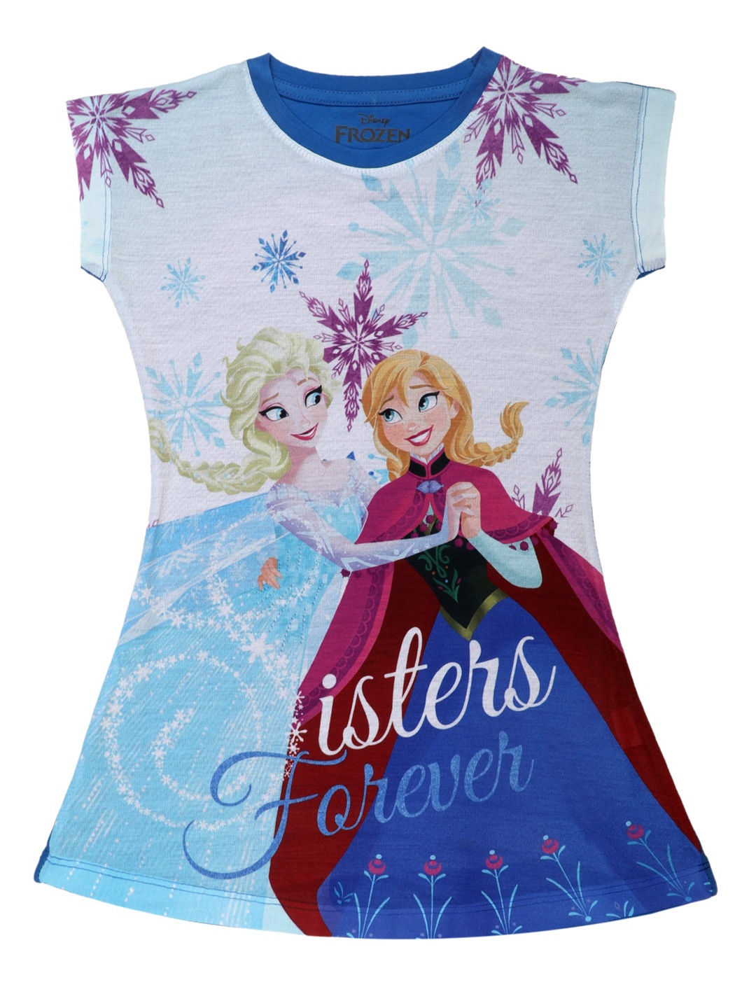 

Disney by Wear Your Mind Girls Blue Frozen Printed A-Line Dress
