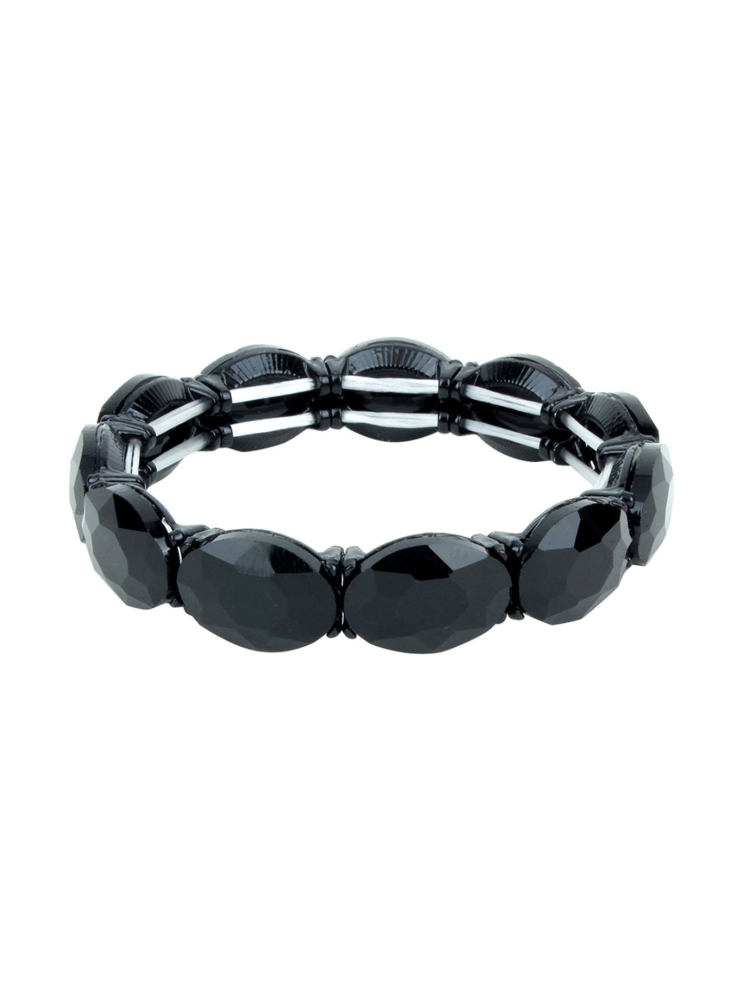 

Mali Fionna Black Stone-Studded Bangle-Style Bracelet