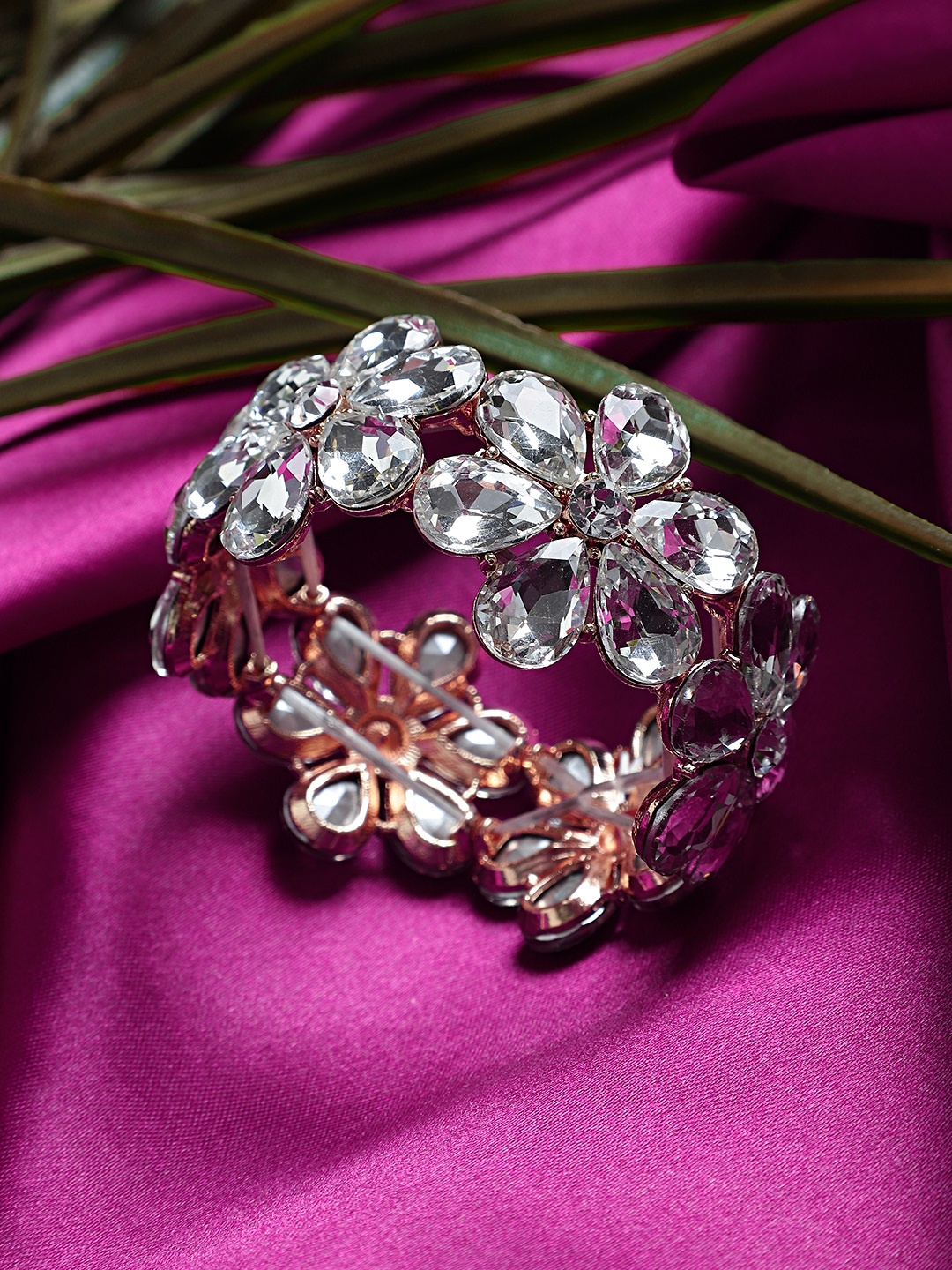 

Mali Fionna Women Artificial Stone Studded Cuff Bracelet, White