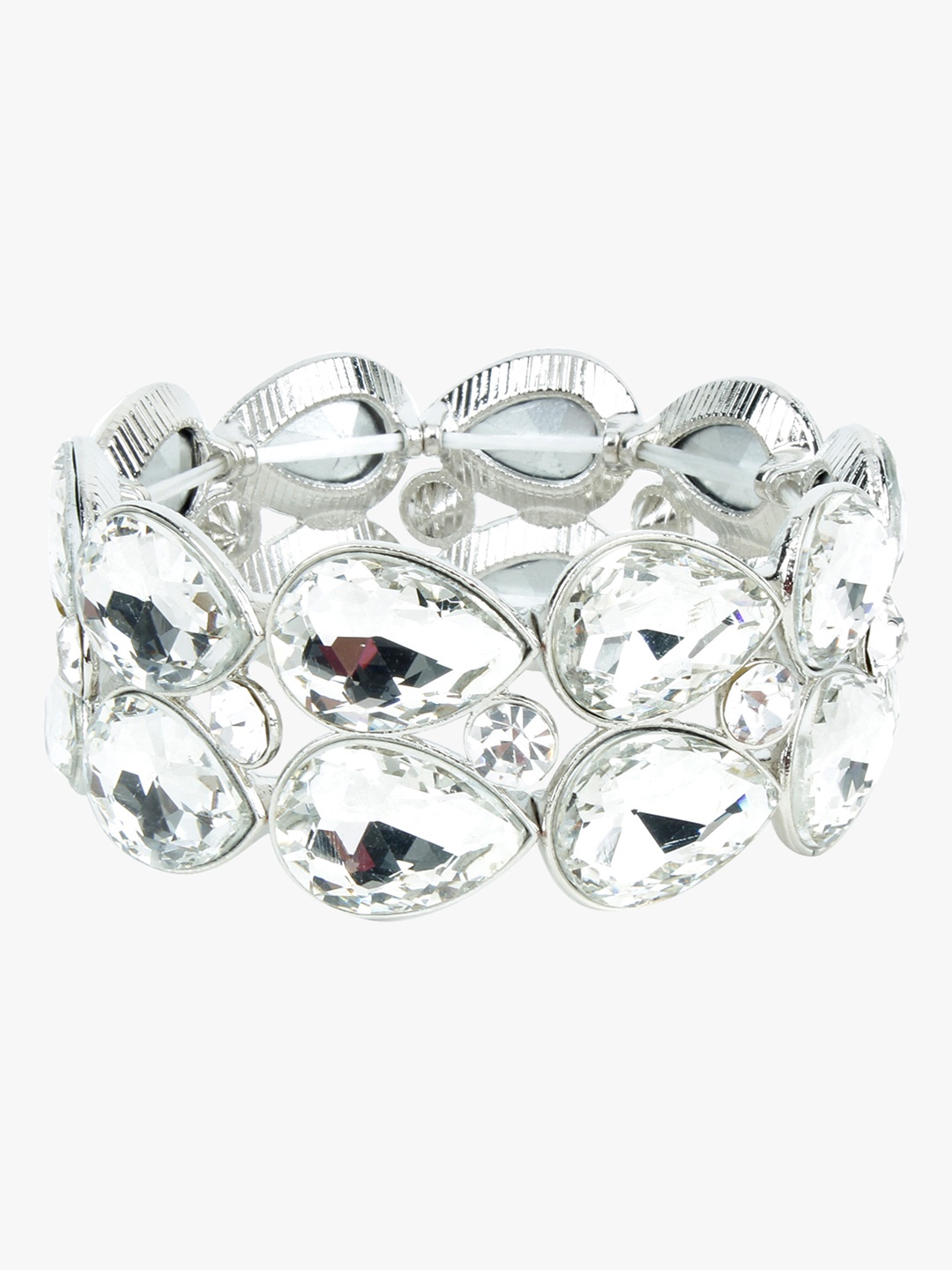 

Mali Fionna Silver-Plated White Stone-Studded Bracelet