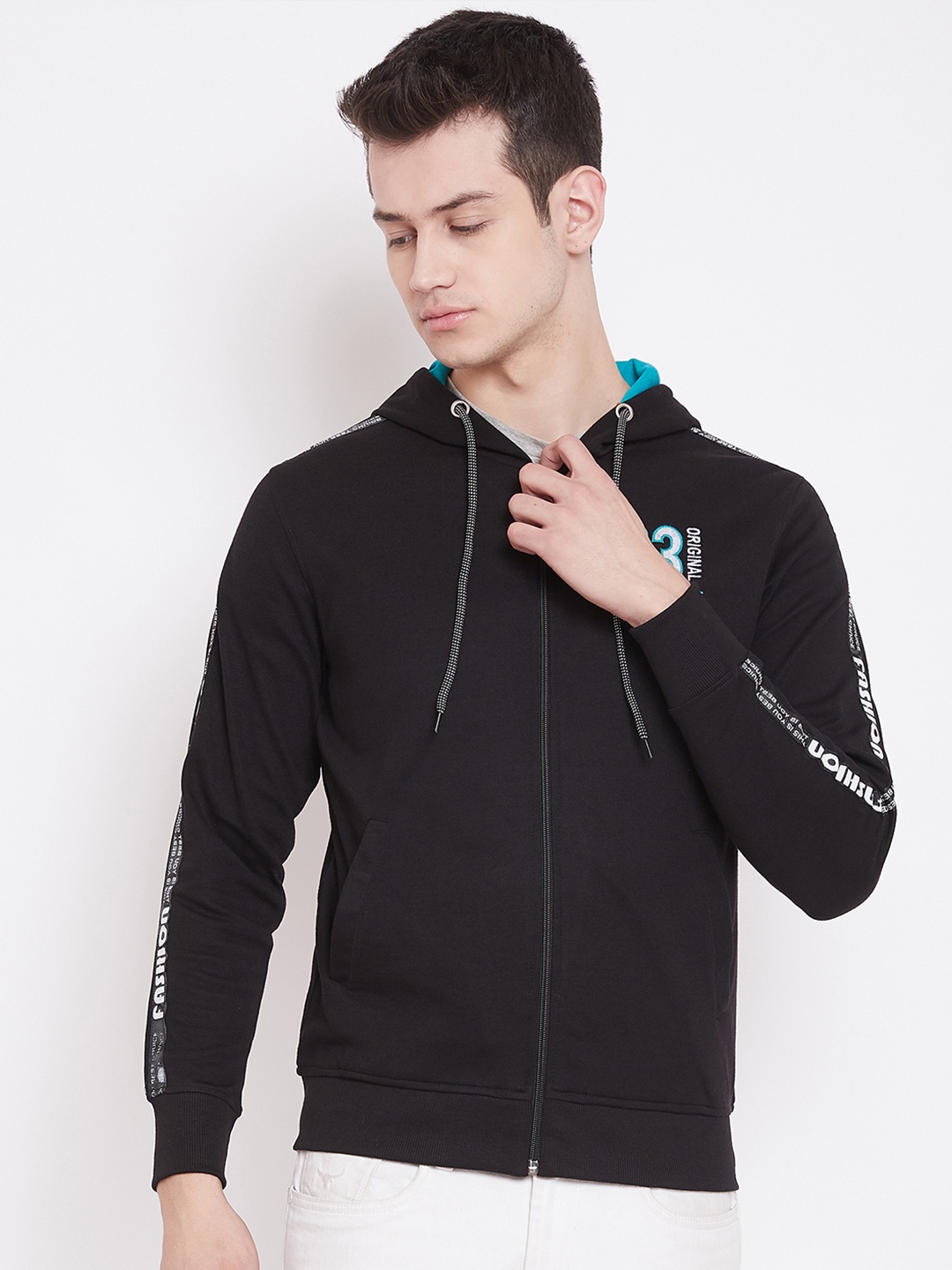 

Adobe Men Black Solid Hooded Sweatshirt