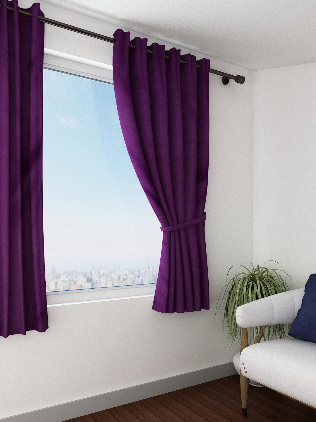 

SWAYAM Purple Single Blackout Window Curtain