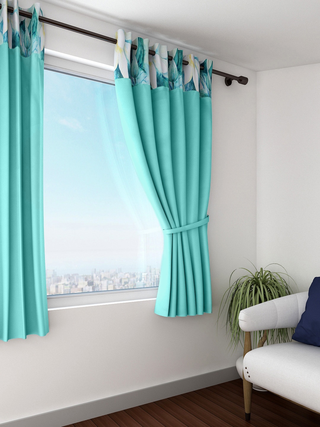 

Swayam Turquoise Blue Single Blackout Window Curtain