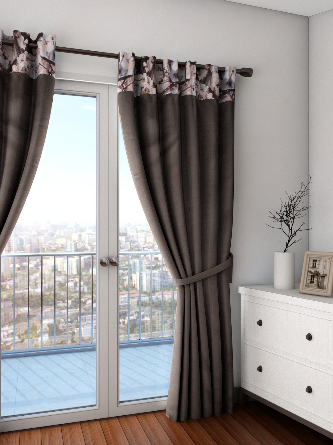 

SWAYAM Dark Brown Single Blackout Door Curtain