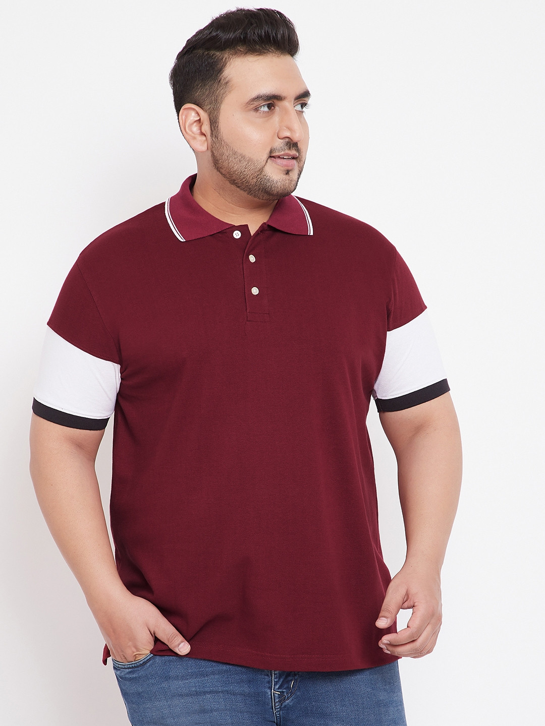 

bigbanana Men Maroon Solid Bio Finish Polo Collar T-shirt