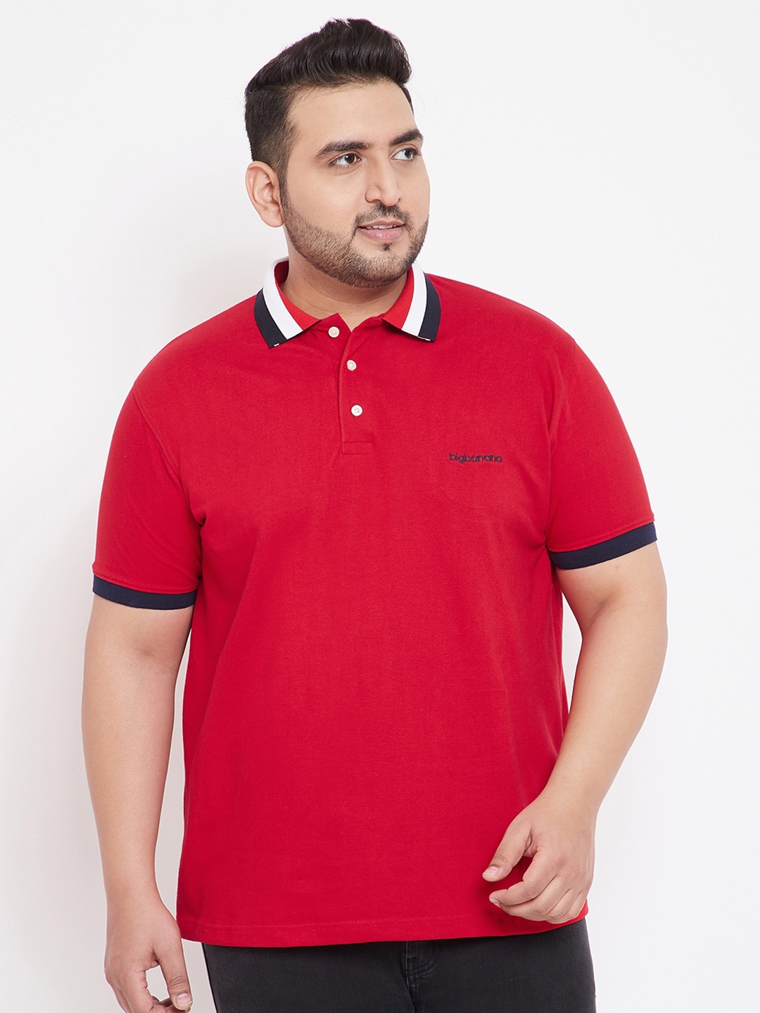 

bigbanana Men Red Solid Polo Collar Pure Cotton T-shirt