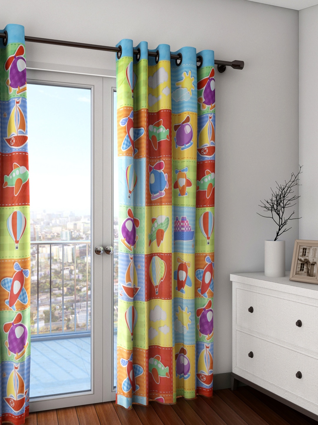 

SWAYAM Kids Multicoloured Single Digital Print Blackout Door Curtain, Multi