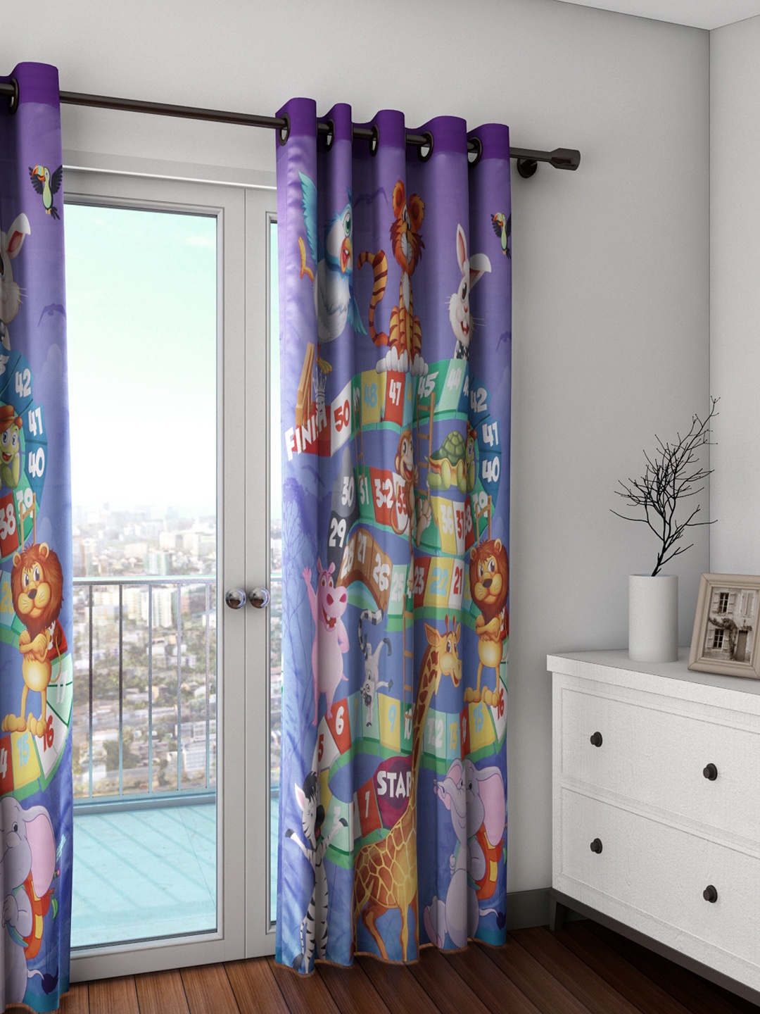 

SWAYAM Kids Multicoloured Single Board Print Blackout Door Curtain, Multi