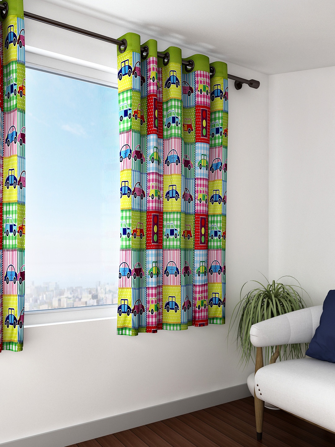 

SWAYAM Kids Multicoloured Single Printed Blackout Window Curtain, Multi