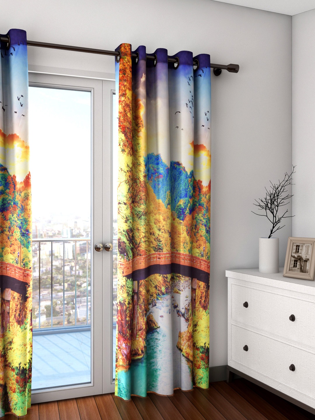 

SWAYAM Multicoloured Single Printed Blackout Door Curtain, Multi