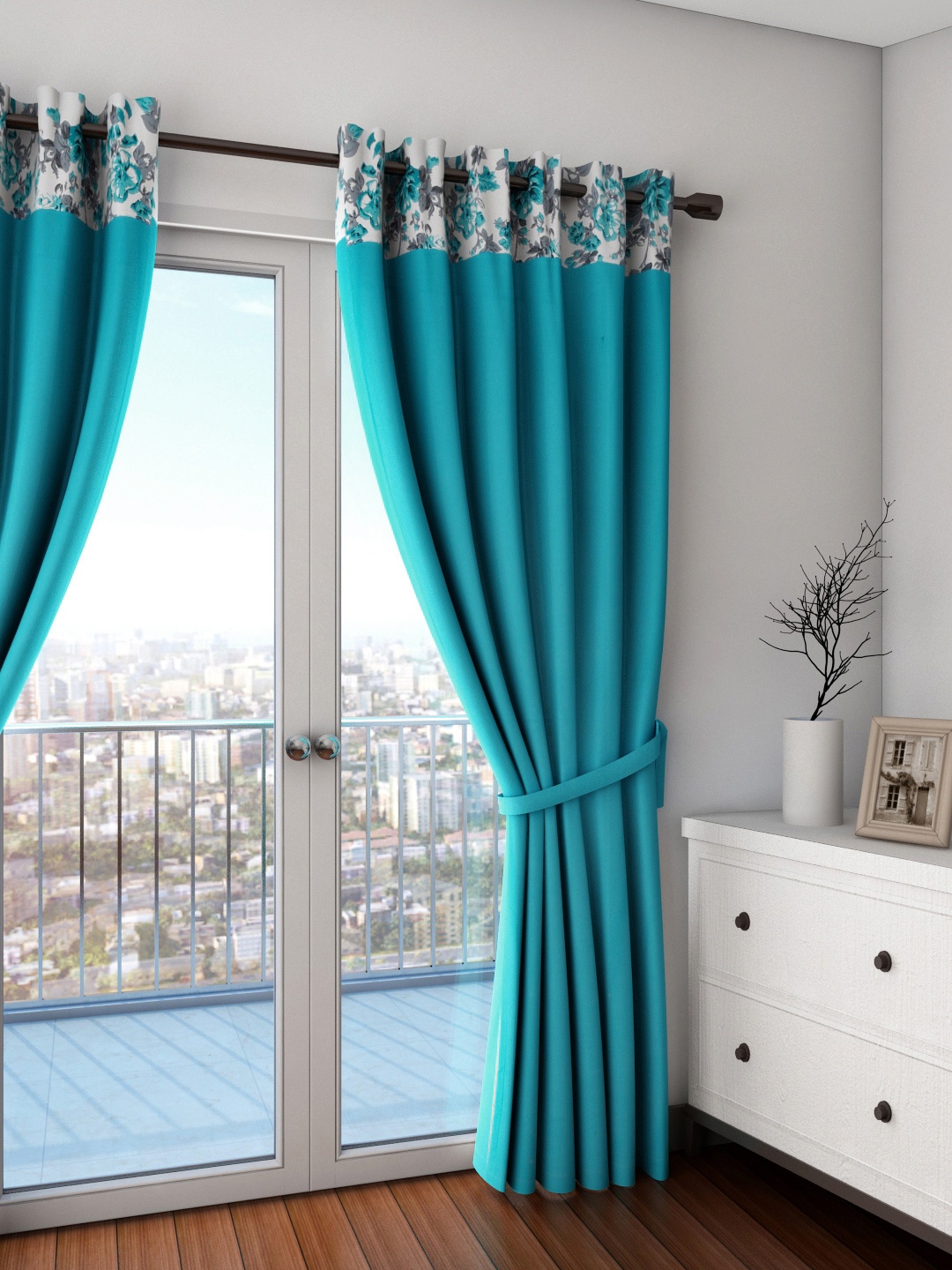 

SWAYAM Turquoise Blue Single Regular Door Curtain