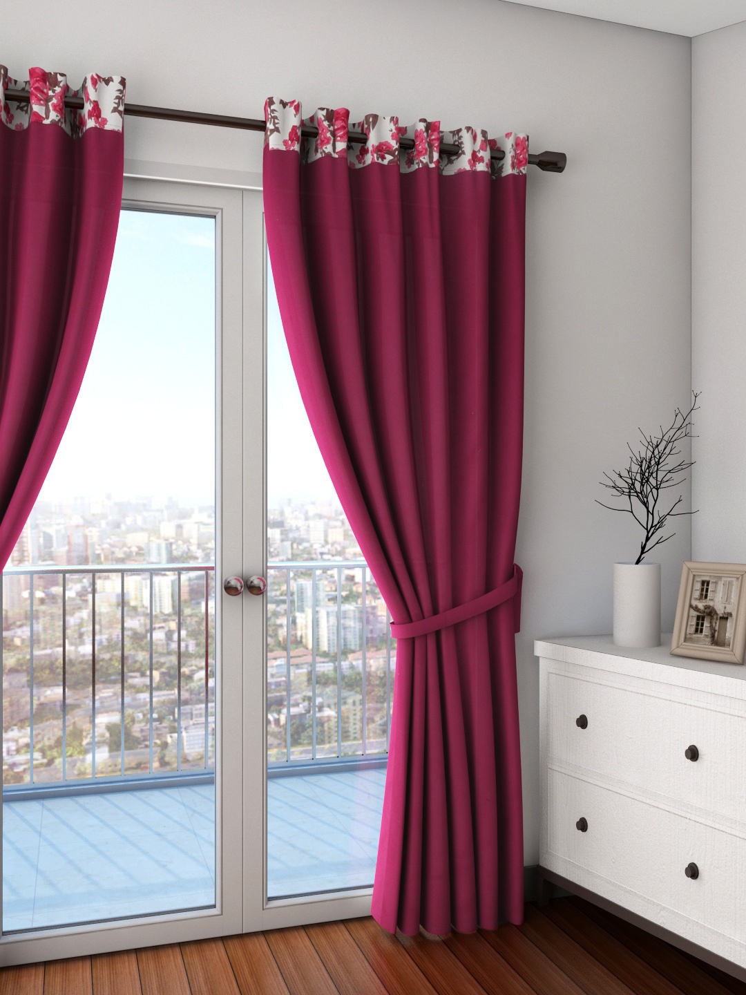 

Swayam Wine-Coloured Single Door Curtain, Burgundy