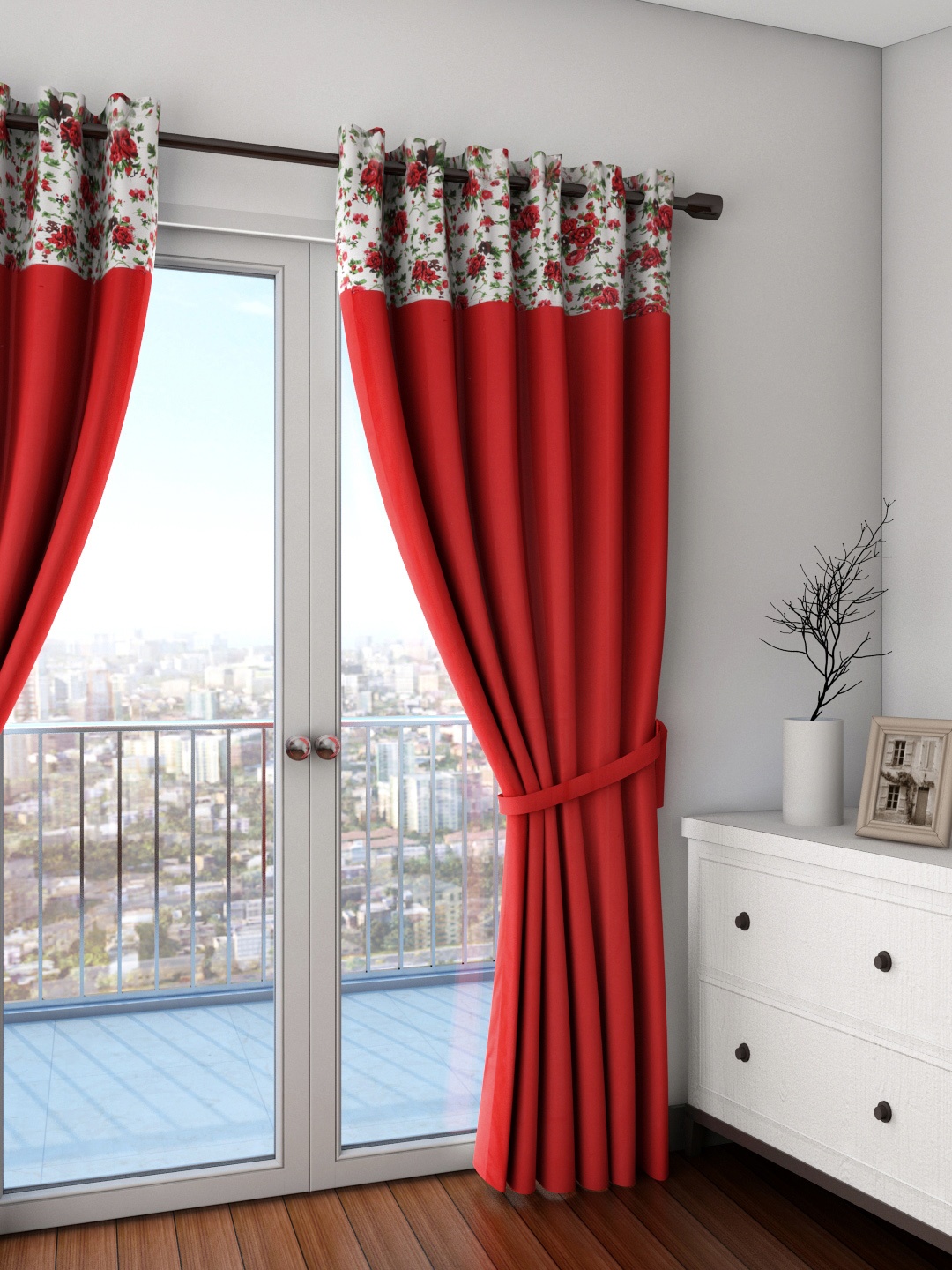 

SWAYAM Red Single Door Curtain