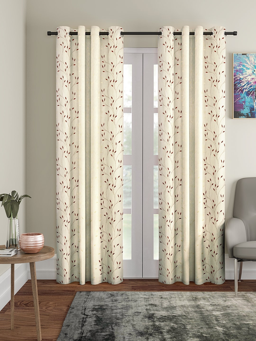 Cortina Unisex Multi Coloured Floral Curtains and Sheer