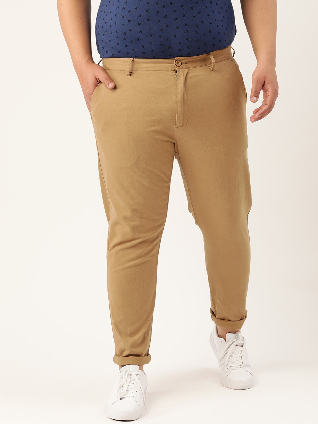 

Sztori Men Plus Size Beige Solid Trousers