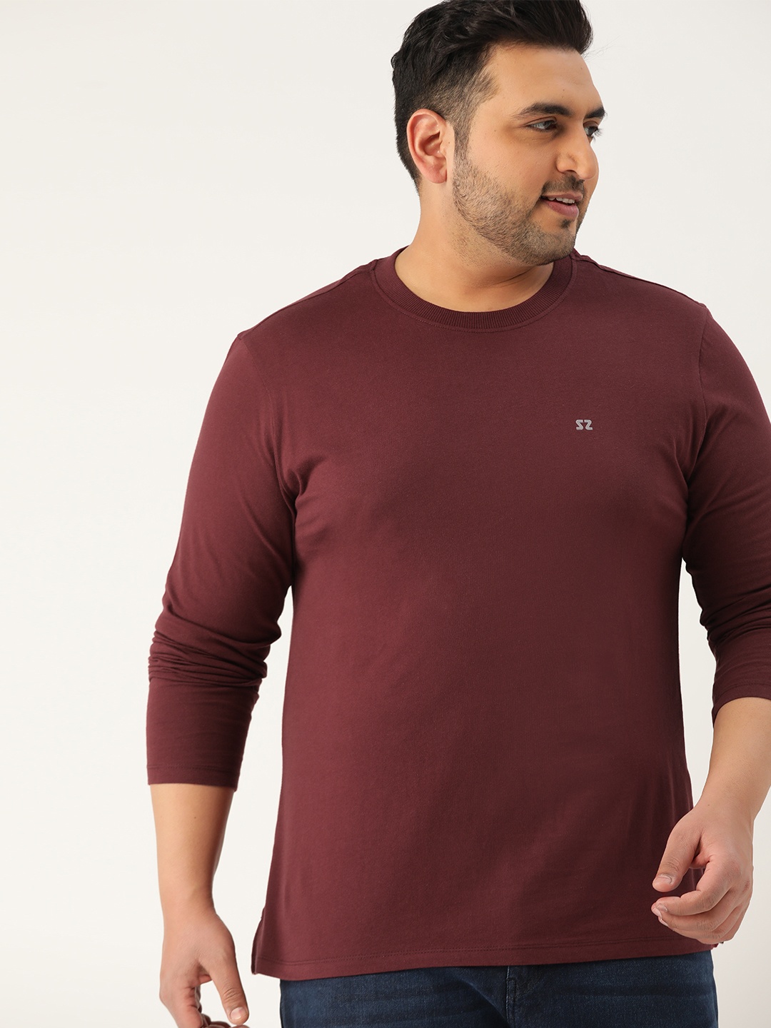 

Sztori Men Plus Size Maroon Pure Cotton Solid Pure Cotton T-shirt