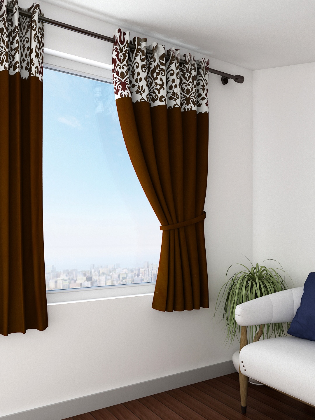 

SWAYAM Brown Single Window Curtain