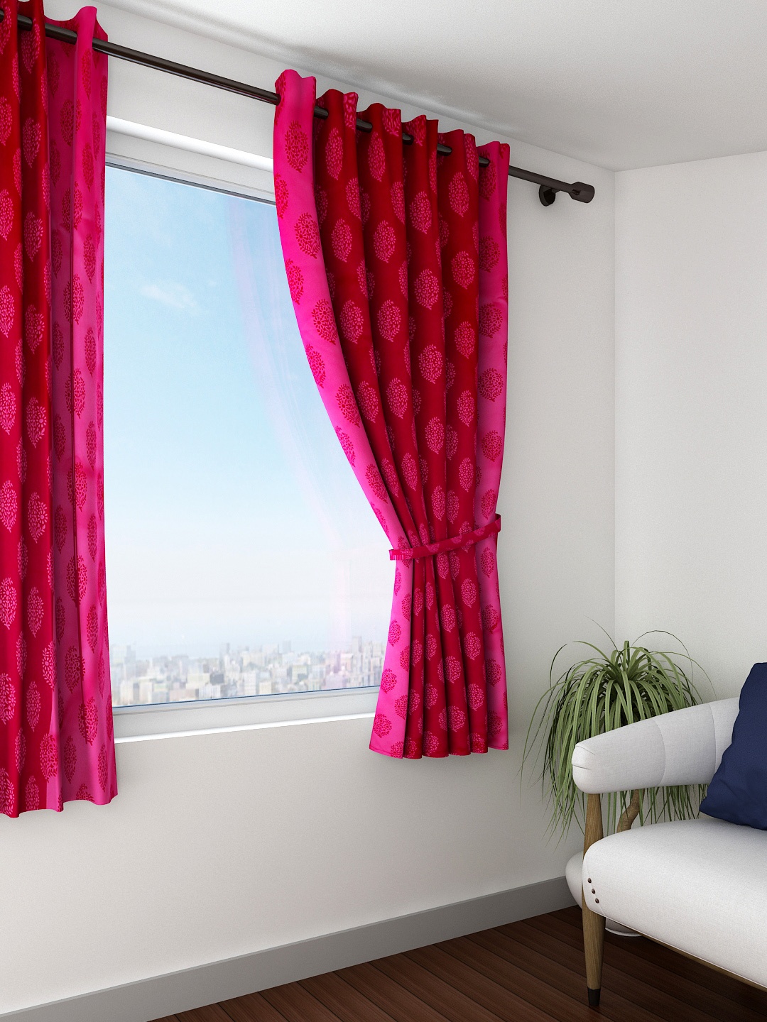 

SWAYAM Sigma Magenta Single Ethnic Print Blackout Window Curtain