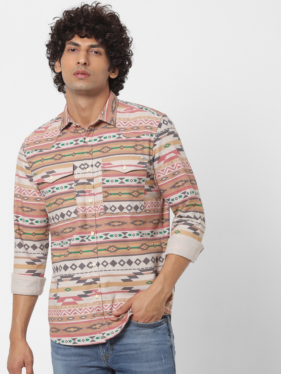 

Jack & Jones Men Multicoloured Regular Fit Printed Casual Sustainable Shirt, Multi